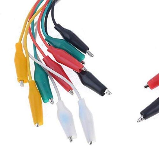Krokodilklemmen-Kabelsatz mit 10 Stück, Micro-Bit, für elektronische Arbeiten (Weiß, Rot, Gelb, Grün, Schwarz je 2) Krokodilklemme Krokodilklemme Kordel Krokodilklemme
