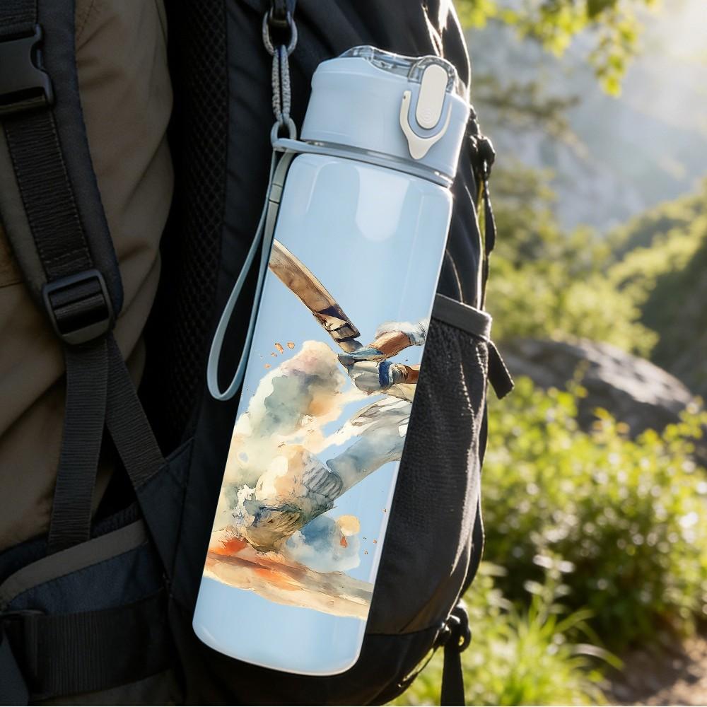1PC Baseball Batter Player Art 750ml Color Plastic Sports Water Bottle Leakproof Flip Straw Lid Suitable for Sports Office Home Use