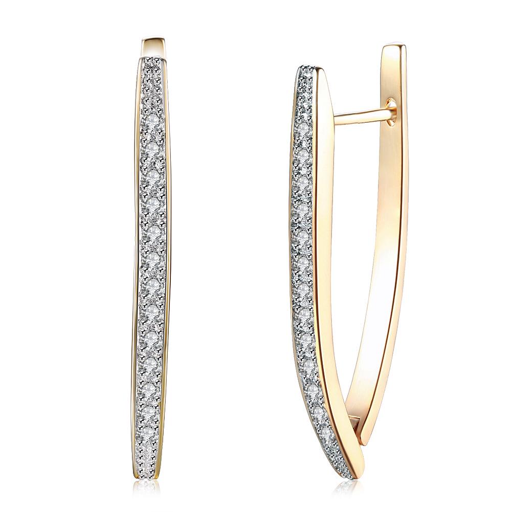 Hot-Selling European & American K Gold Zircon Ear Cuffs: Romantic Style Diamond-Set Earrings for Women's Weddings