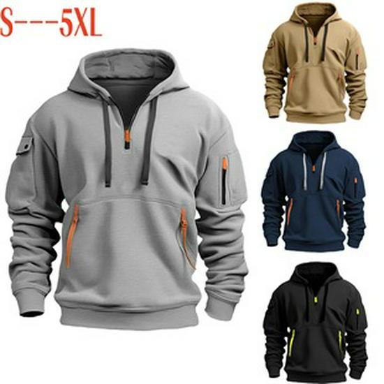 2024 Men's Multi-Pocket Autumn/Winter Sports Hoodie & Sweatshirt Set