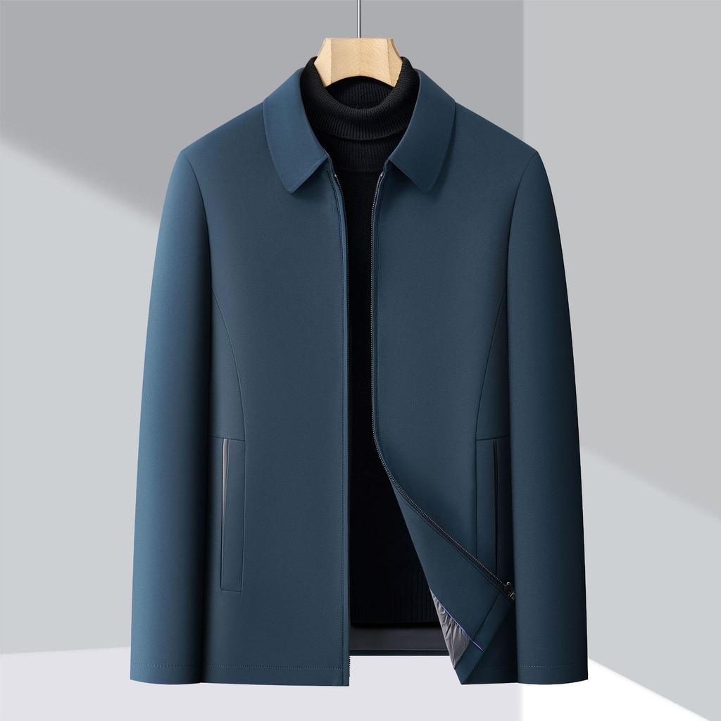 Counter Men's Mid-Age Business Casual Lightweight Warm Down Jacket with Turn-Down Collar