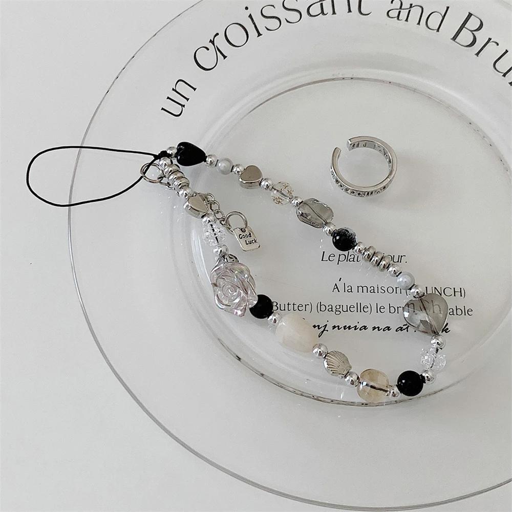 

Korea Cute Love Heart Strawberry Beaded Phone Charm Strap Chain Lanyard Jewelry Bear Phone Beads Pendant Decoration