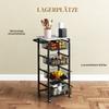 Four Basket Mobile Kitchen Island, with Brakes - Grey/Black