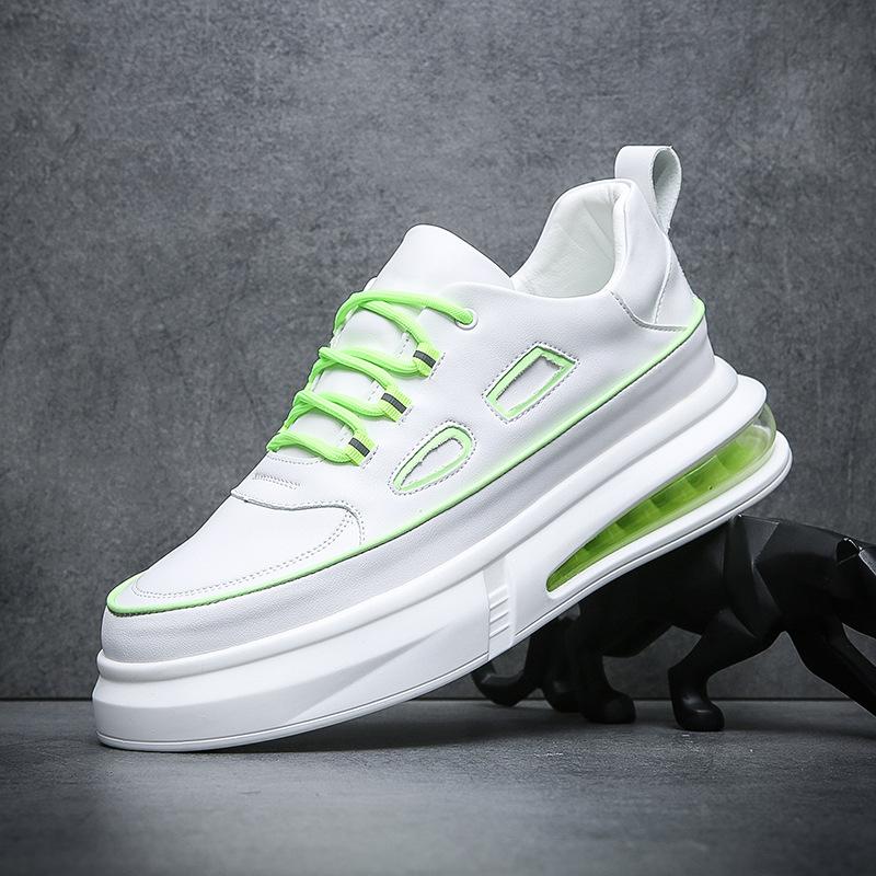 High-top Men's Shoes Autumn and Winter New Trendy Men's Shoes Thick-soled Air Cushion White Shoes Sports and Leisure Board Shoes Versatile Trendy Shoe