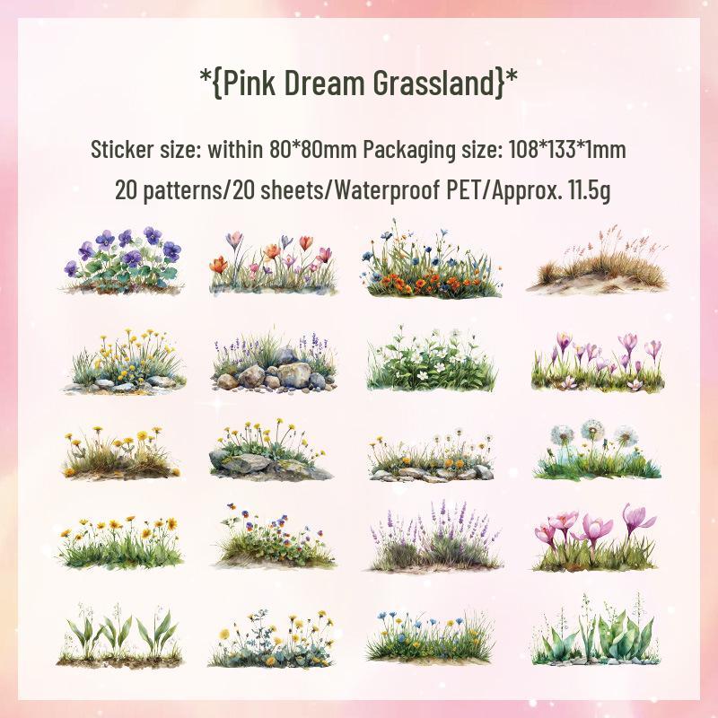 Cross-border  Green Field Fragrant Traces  Plant Journal Sticker Pack - Flower Scenery DIY Stickers.