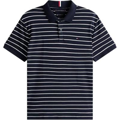 Simple Logo Embroidered Striped Smooth Design Short Sleeve Comfortable Breathable Polo Shirt Men Tops Navy 78JB752-410