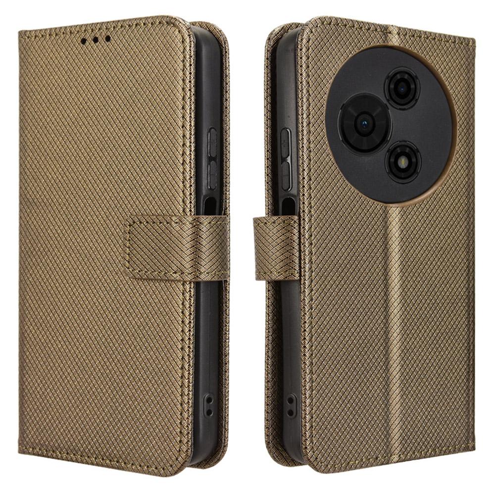 For TCL 605 4G/60 SE Leather Wallet Case with Strap Diamond Texture Phone Cover