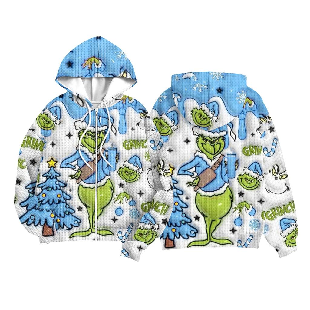 Children Girls And Boys Fashion Jacket Casual Printed Long-sleeved Hooded Cardigan Sweatshirts
