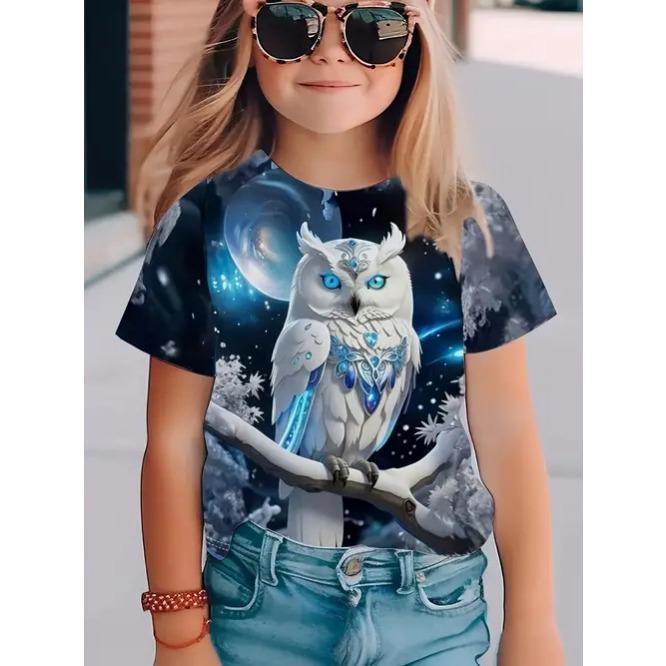 

Новая модная высококачественная детская женская футболка с коротким рукавом с 3D цифровой печатью с животным принтом 160cm