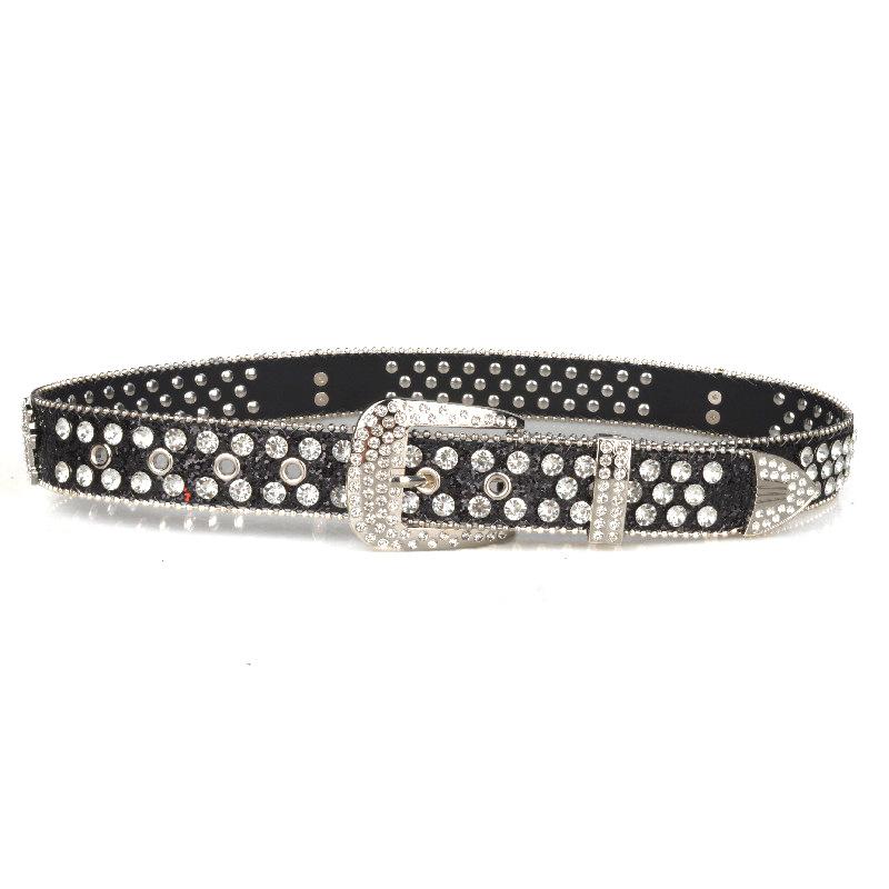 Ladies Cross European And American Rhinestone Inlaid Belt Punk Hip Hop Belt Yk2 Street Waist