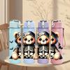 1PC Skeleton Bear Wearing Hood 750ml Color Plastic Sports Water Bottle Leakproof Flip Straw Lid Suitable for Sports Office Home Use
