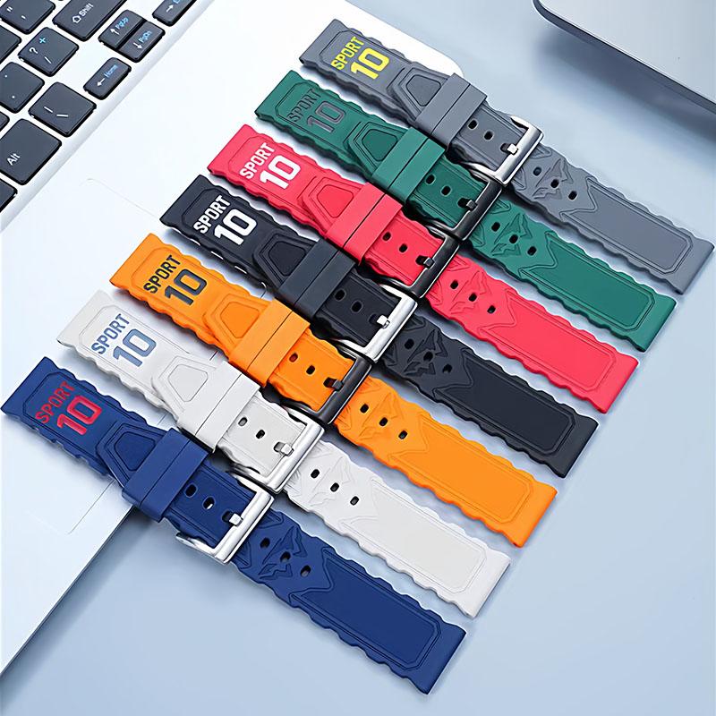 20mm 22mm FKM Rubber Watchband for Omega Panerai Tudor Tissot Seiko IWC Watch Rubber Wristband Waterproof Fluororubber Strap