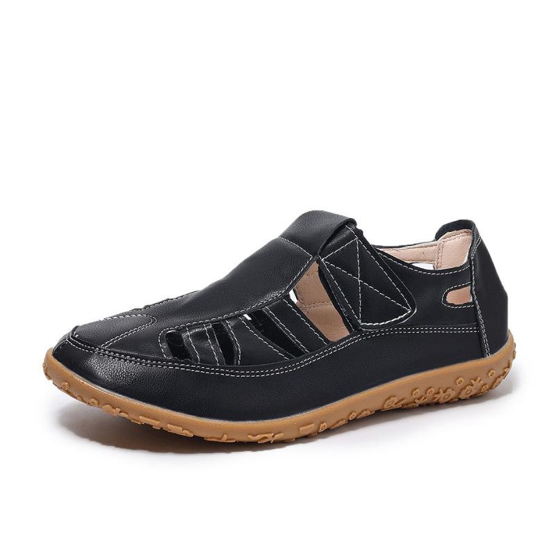 Large Size Summer Handmade Vintage Roman Sandals Soft Sole Mom Shoes Velcro Casual Sports Sandals Foreign Trade