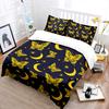 Yellow butterflies with moons stars pattern Bedding Set for Kids Luxury Gift 3pcs Digital Print Comforter Set Soft Comfortable