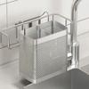 Chopstick Holder Stainless Steel with Double Compartment Organizer Ventilation Drainage Rust-Resistant Container for Kitchen Countertop