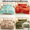 3-Piece Faux Fur Velvet Duvet Cover Set - Soft, Warm, Plush Bedding with Solid Color Design, 1 Duvet Cover and 1/2 Pillowcase, W