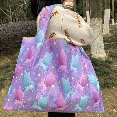 Borsa Eco Pieghevole per la Spesa - Design Cartone Animato Giapponese, Tessuto Oxford, Portatile ed Ecologica per la Spesa