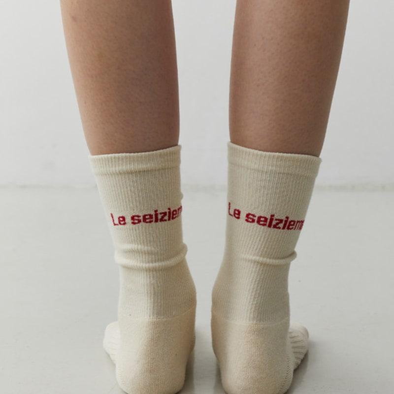 LESEIZIEME [SET] Logo Basic Socks (White & Cream)