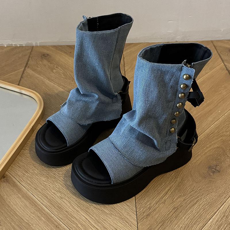 Martin boots women's British style summer 2025 new platform boots explosion small solid color high sandals