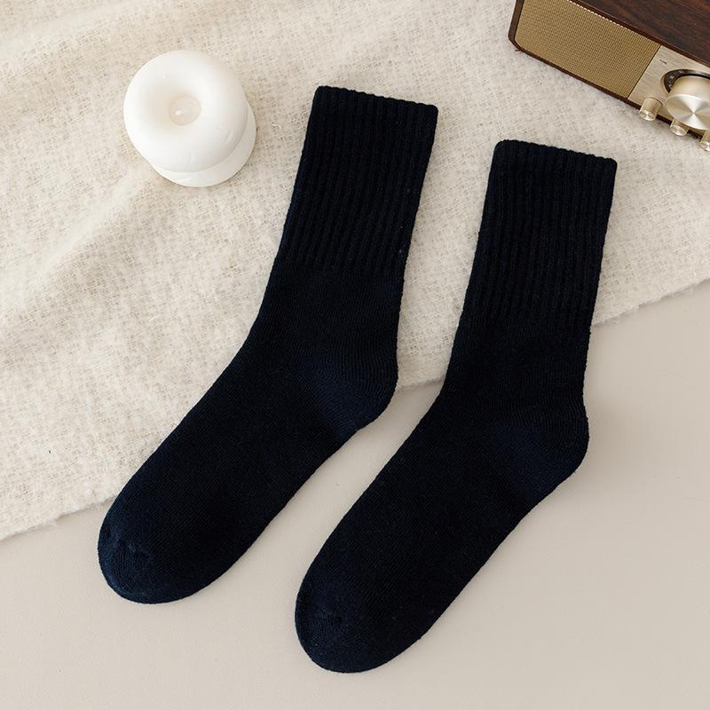 Chaussettes en laine super épaisses pour hommes et personnes âgées en automne et en hiver, chaudes mi-mollet, polaire et chaussettes longues épaissies anti-froid
