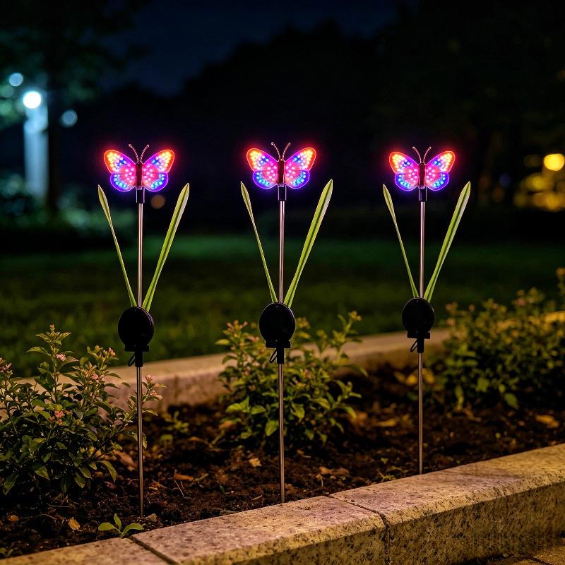 Solar Powered Butterfly LED Stake Lights Multicolor Waterproof Outdoor Garden Lawn Pathway Lights for Yard Patio Decor