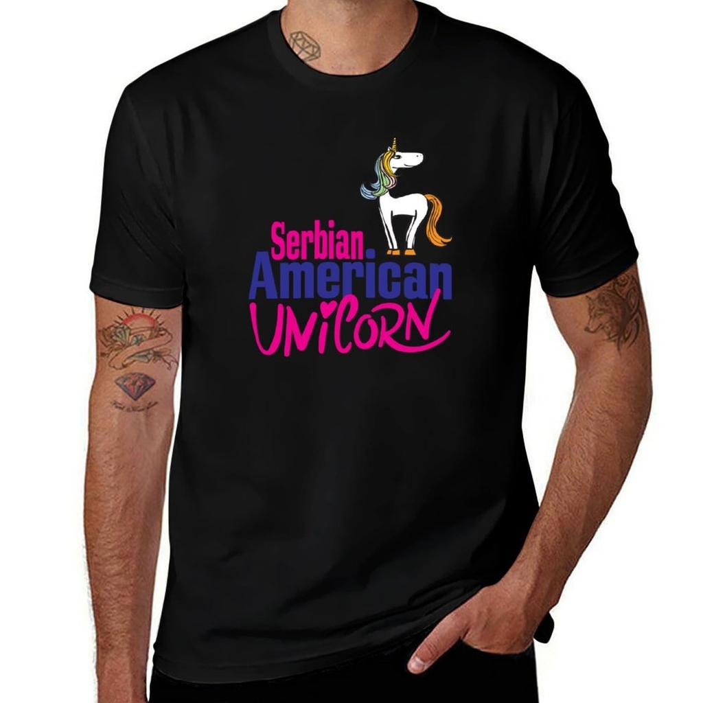 Serbian American Unicorn TShirt Anime Tshirt Man T Shirt Cotton High Quality TShirt