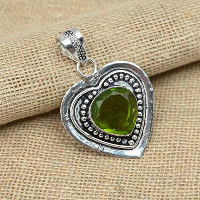 Peridot-Anhänger aus massivem 925er-Sterlingsilber, Edelstein-Anhänger, handgefertigtes Designer-Geschenk