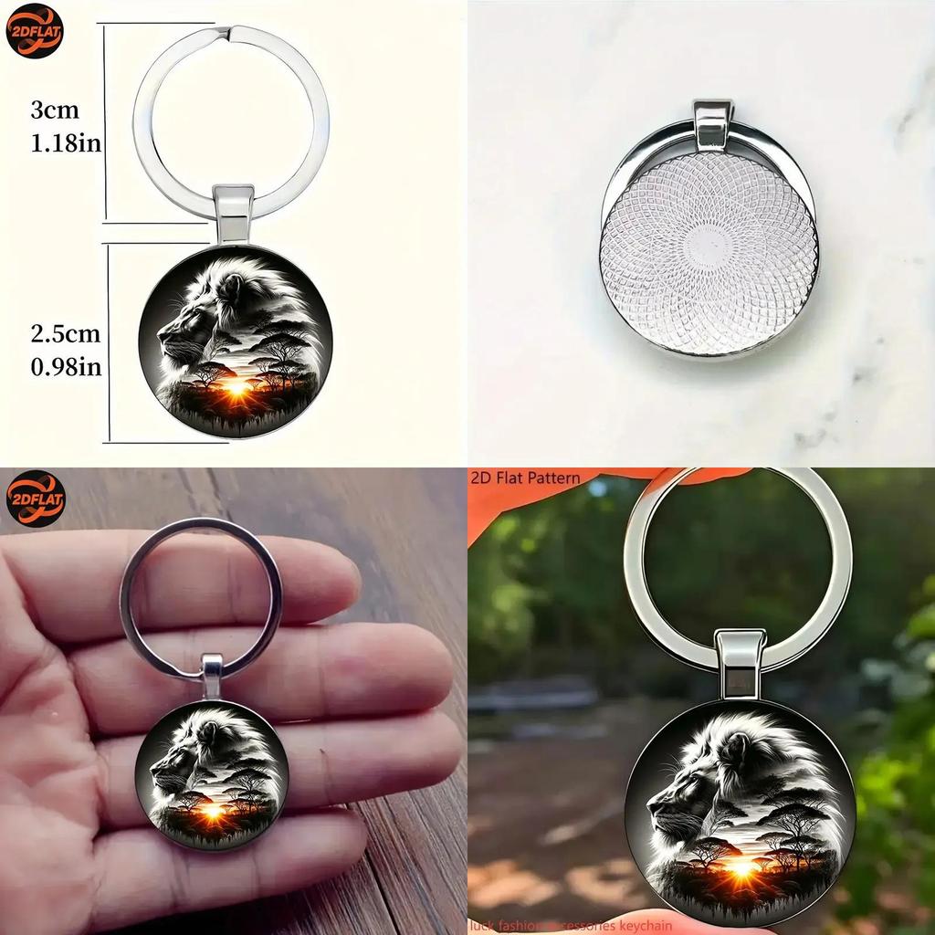 Lion Pattern Keychain With Silver Finish For Holiday Gifts