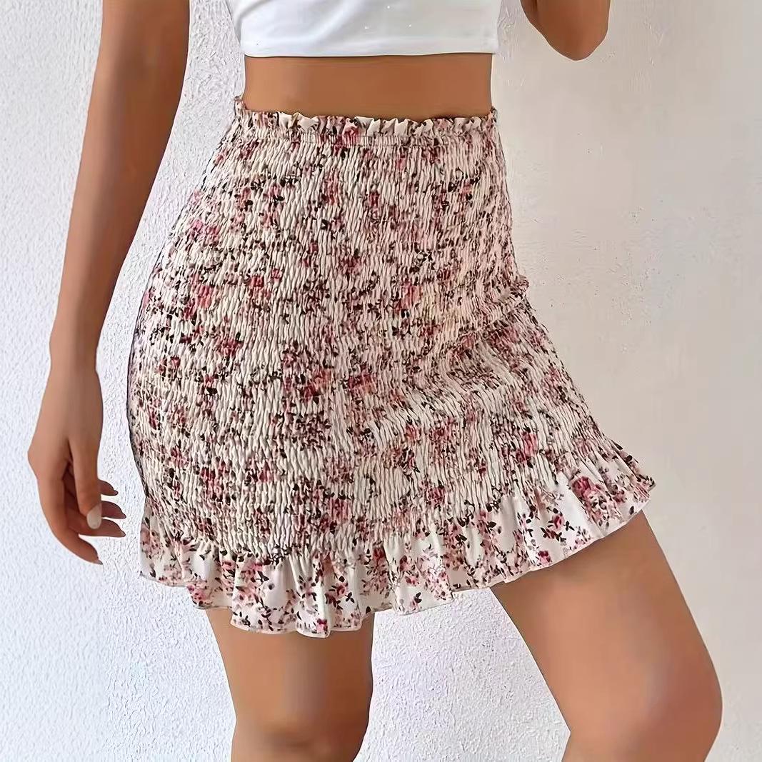 

Европейская и американская модная женская летняя мини-юбка с принтом, подчеркивающая талию, на резинке, облегающая Small