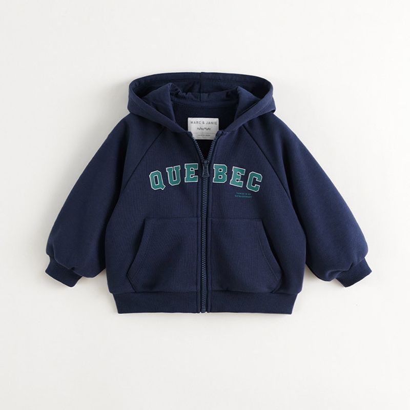Mark Jenny Boys and Girls American-Style College Hooded Sweatshirt Jacket Kidsren s Sports Top Spring New Product 551613 Deep Navy-241033 140