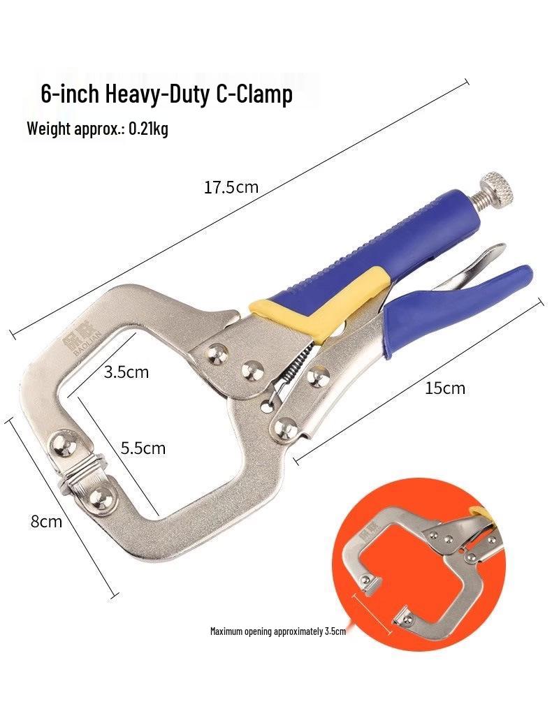

10-inch Multifunctional C-Type Vise Grip Pliers with Flat Head and Force-Multiplying Quick Clamp