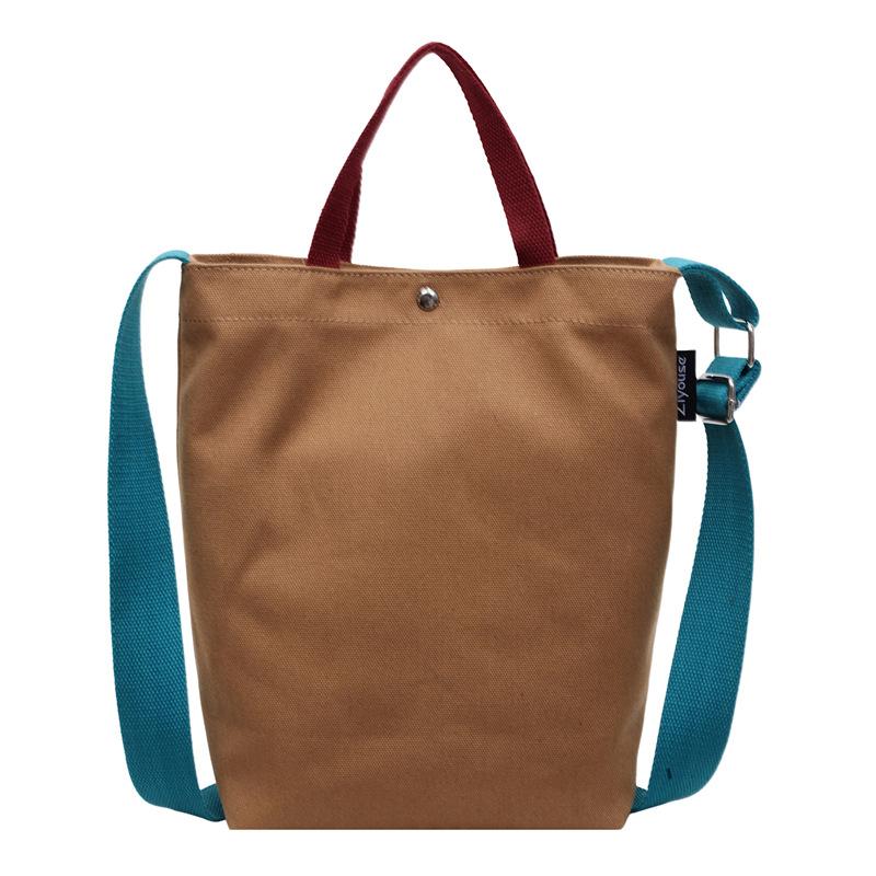 Simple canvas bag, men's and women's tide large-capacity portable shoulder bag, casual student class messenger bag