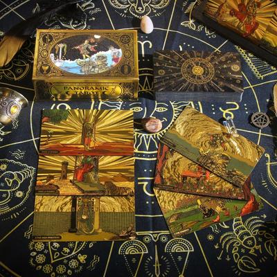 12*7cm Classic Panoramic Rider Waite 78 Pcs Tarot Cards for Beginners - Waterproof PET Plastic with Gold Foil