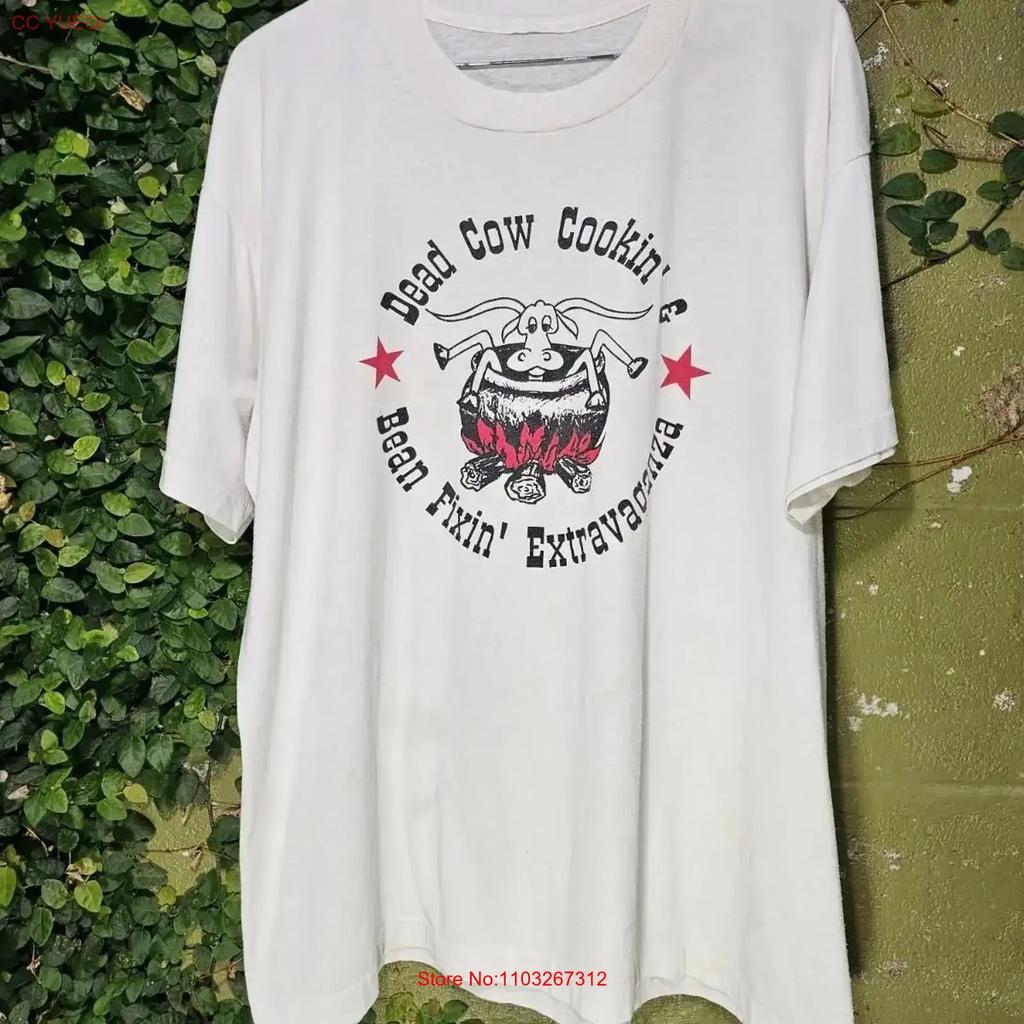 Distressed Vintage 80s Dead Cow Cookin Bean Fixin Extravaganza T Shirt Sz Xl Top For Everyday Wear Versatile Vintage