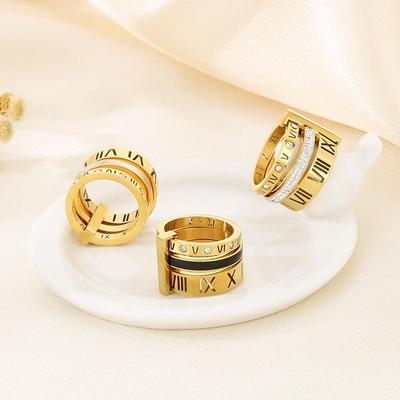 Trendy European-American Multi-Ring Roman Letter Fashion Jewelry