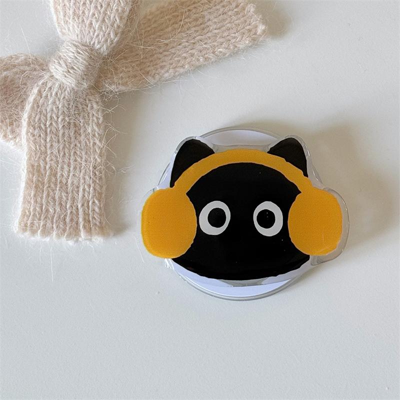 

Korea Cute Cartoon Black Cat Magnetic Holder Grip Tok Griptok Phone Stand Holder Support For iPhone For Pad Magsafe Smart Tok