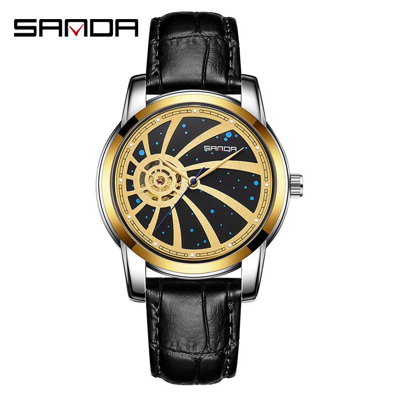 SANDA Men s Automatic Skeleton Watch with Starry Sky Dial, Luminous, Waterproof