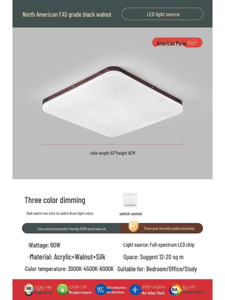 Retro Walnut Zen Ceiling Light with Song Dynasty Silk Aesthetics