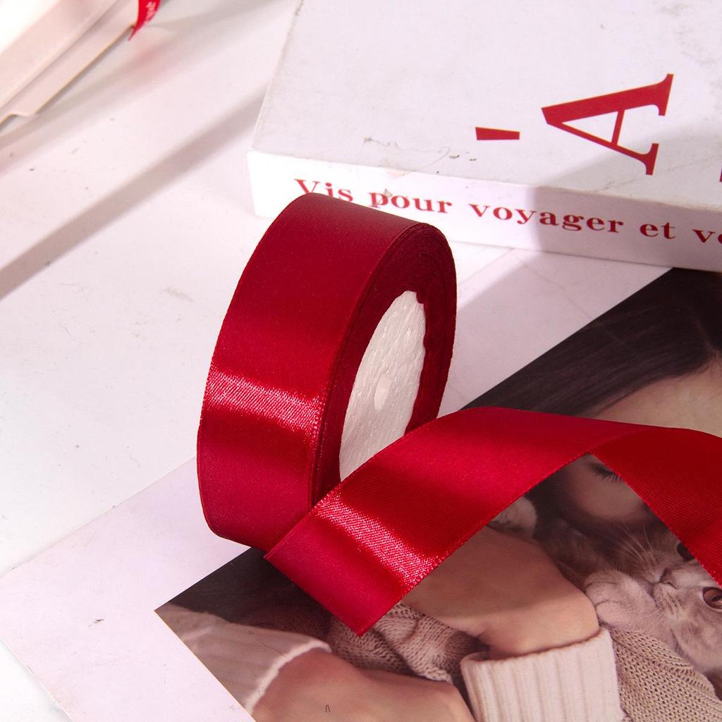 Burgundy Satin Ribbon: Chinese Red Polyester, 0.3-8cm for Festive Wedding Room Decorations
