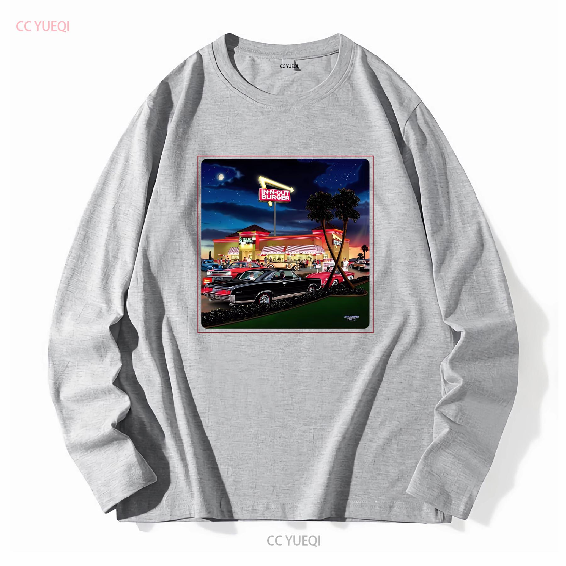 

In N Out Burger Las Vegas 2 Palm Trees Classic Cars White T Shirt Size Small vintage Washed Stretched Casual Unisex fashion 4XL