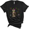 American Shorthair Wearing Mardi Gras Mask Jester Hat Beads Cool Funny Mardi Gras Parade Cat Lover Unisex T-Shirt Black