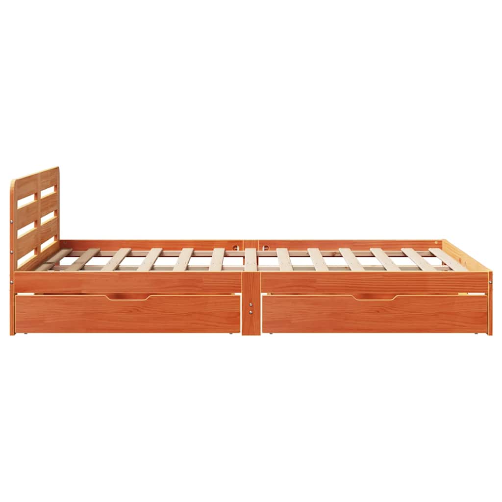 Solid Wood Bed Without Mattress Wax Brown 150x200 Cm Pine Wood