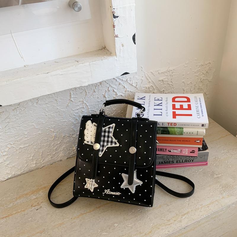 Korean Solid Color Polka Dot Backpack Women's New Fashion Foreign Style Handbag Trendy Casual Foreign Style Small Schoolbag