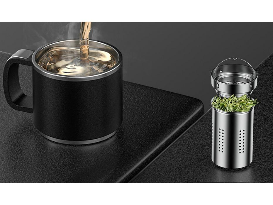 Pánská 1000ml nerezová láhev s čajovým sítkem a na vodu – špičková, velkokapacitní, přenosná izolovaná nádoba