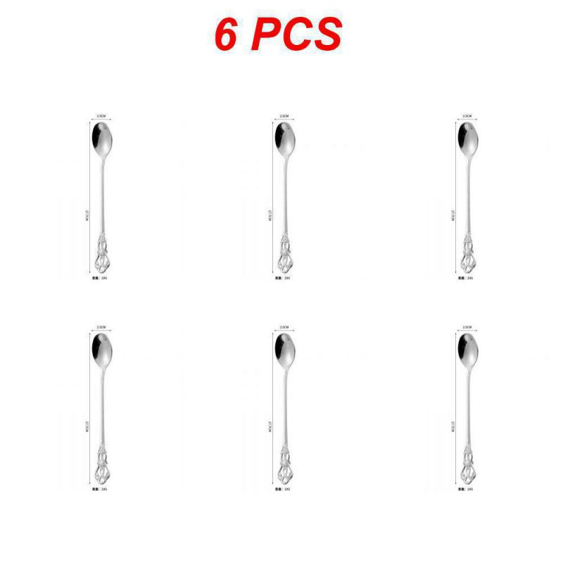 2/4/6 ST Kaffetillbehör Sked Rostfritt Stål Europeisk Stil Snidad Liten Kökstillbehör Snacks Skopa Matservis