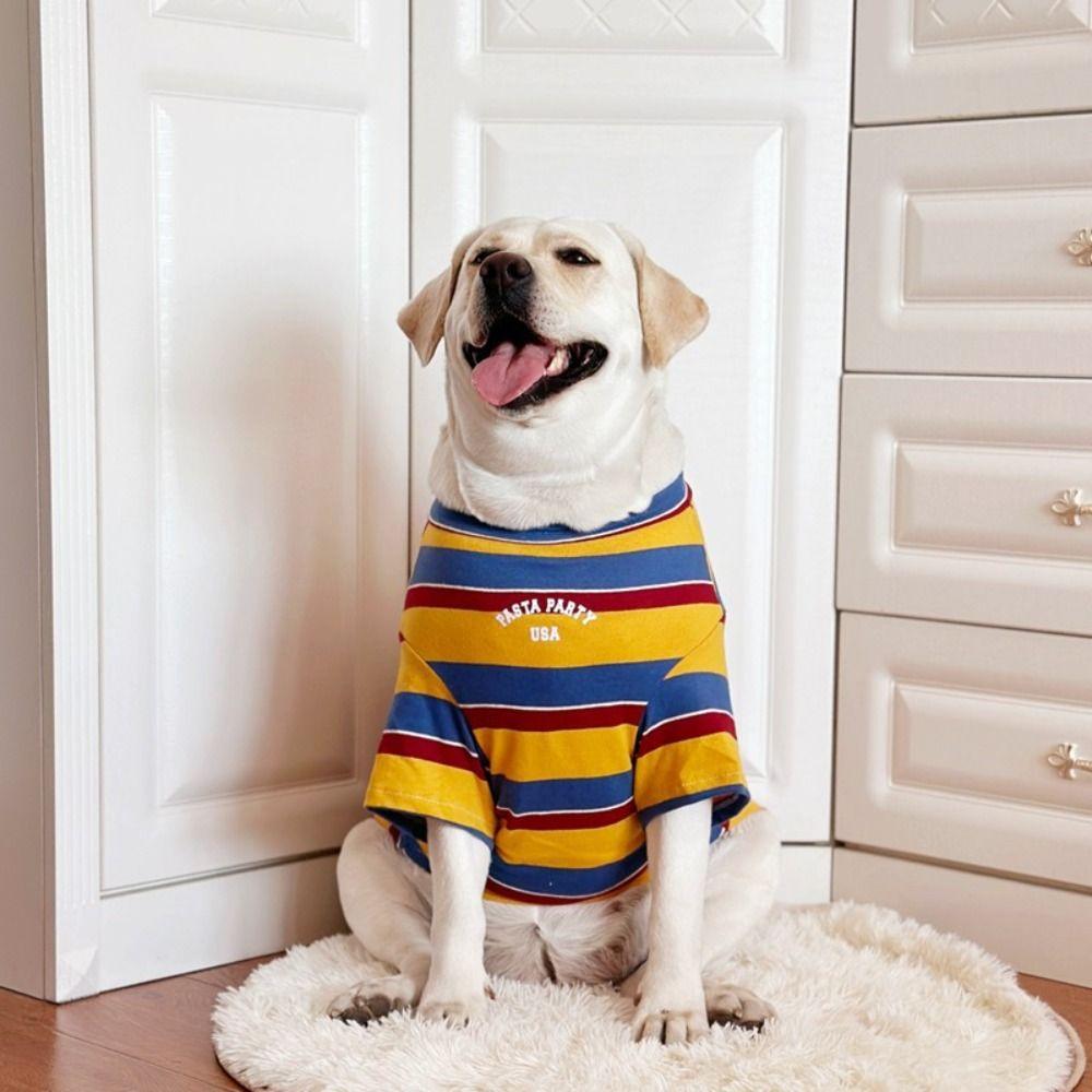 Comfortable Dog Stripes Vest Large Size Dog Short Sleeve Pet Summer T-Shirt  Beach Travel
