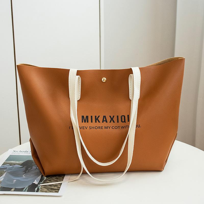 

Simple and stylish large-capacity tote bag versatile printed travel casual tote bag women s bag коричневый