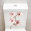 Light Luxury Style Golden-edge Pink Flower Toilet Stickers, Bathroom Wall Decorative Stickers
