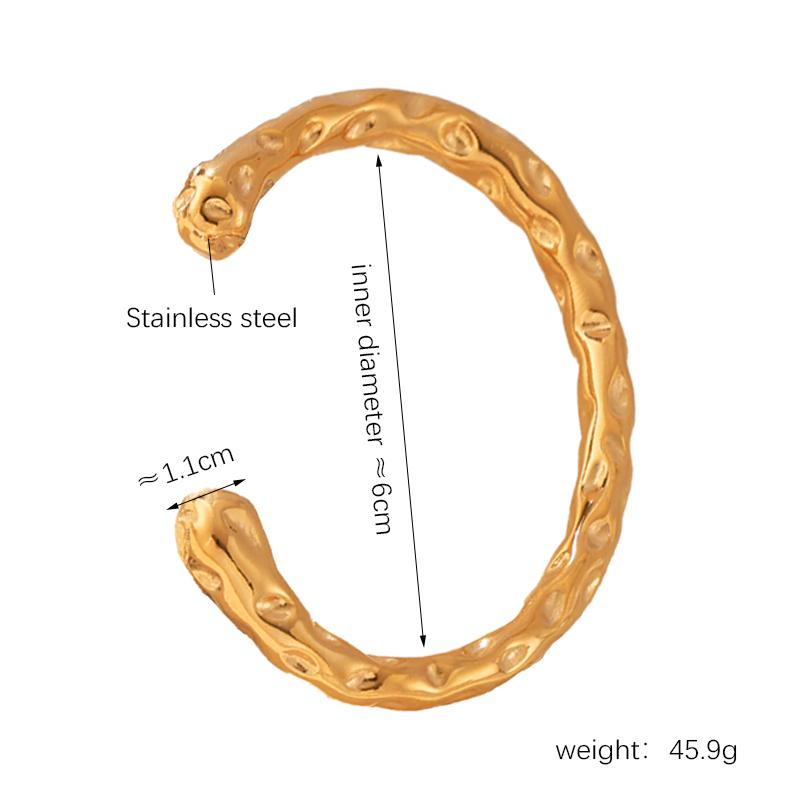 316L Stainless Steel Bracelet Bangles For Women 18K Gold Plated No Tarnish Natural Bumpy Texture Women's Bracelets Cuff Bangle
