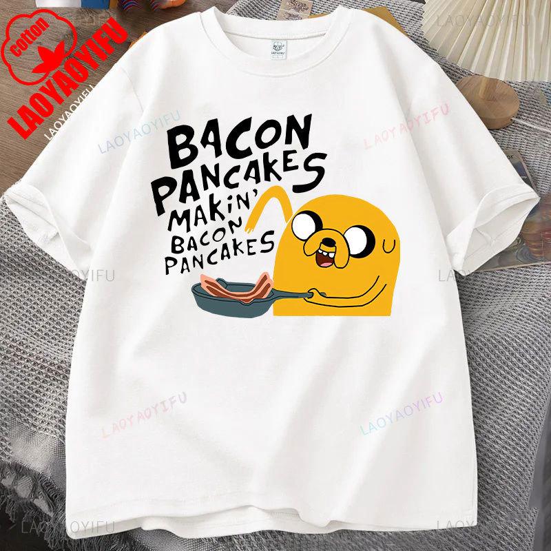 Fashion Hot Sale Kawaii Clothing Adventure Time Anime T Shirt for Men Jake and Finn Bacon Pancake Girl Boy Casual Cotton Tops